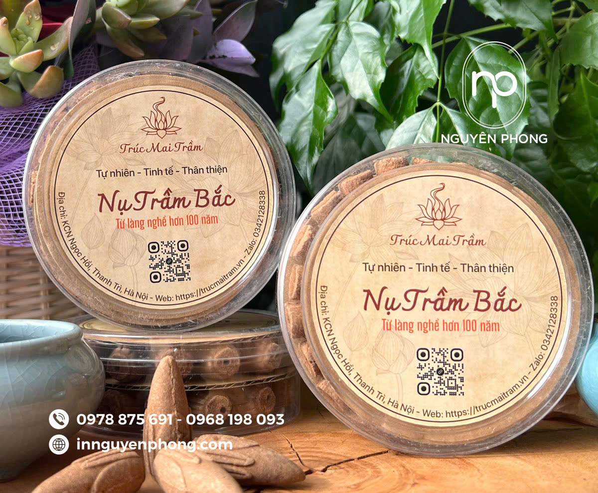 Mẫu in tem giấy sản phẩm trầm hương